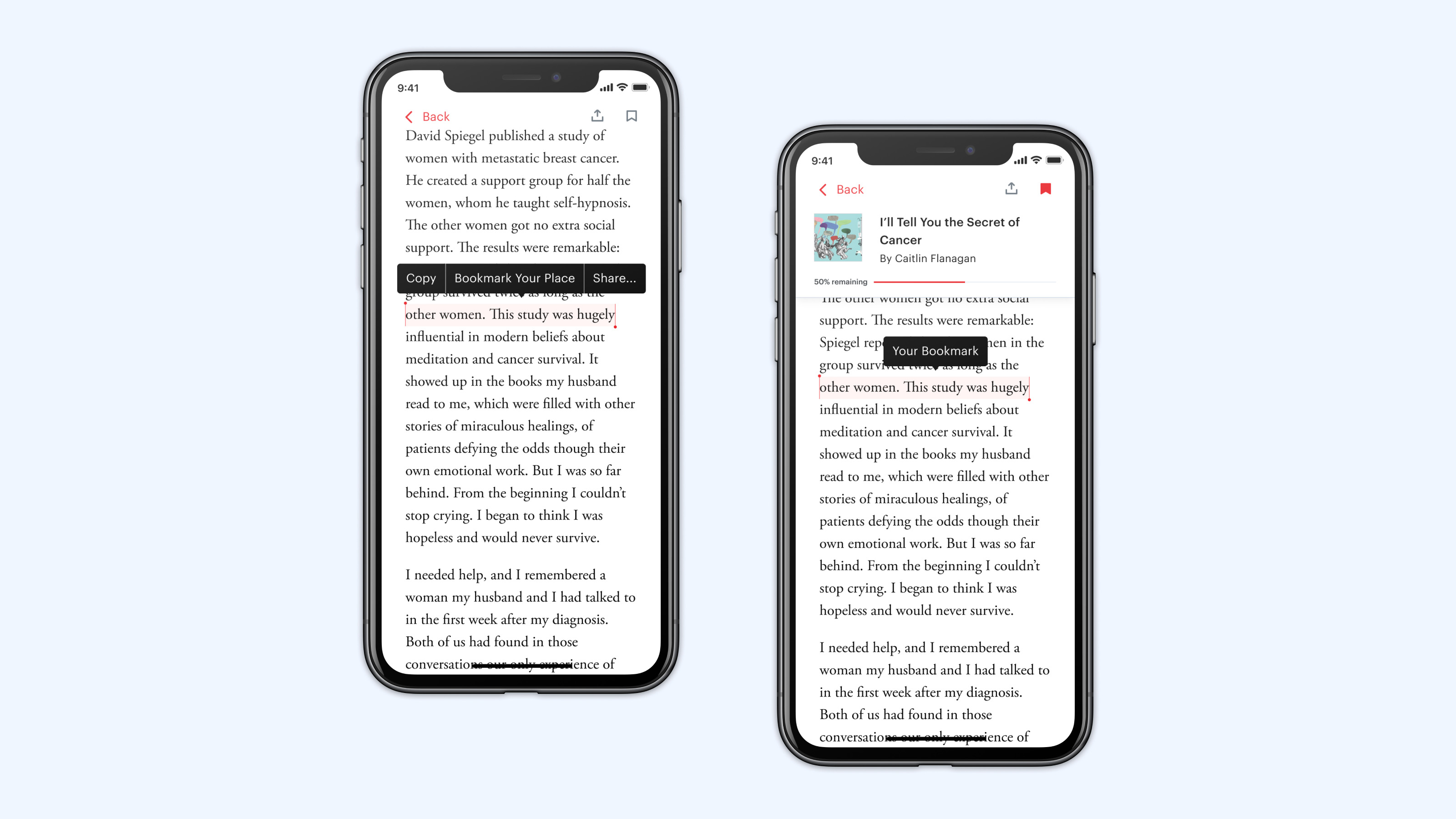 Bookmarking in the App