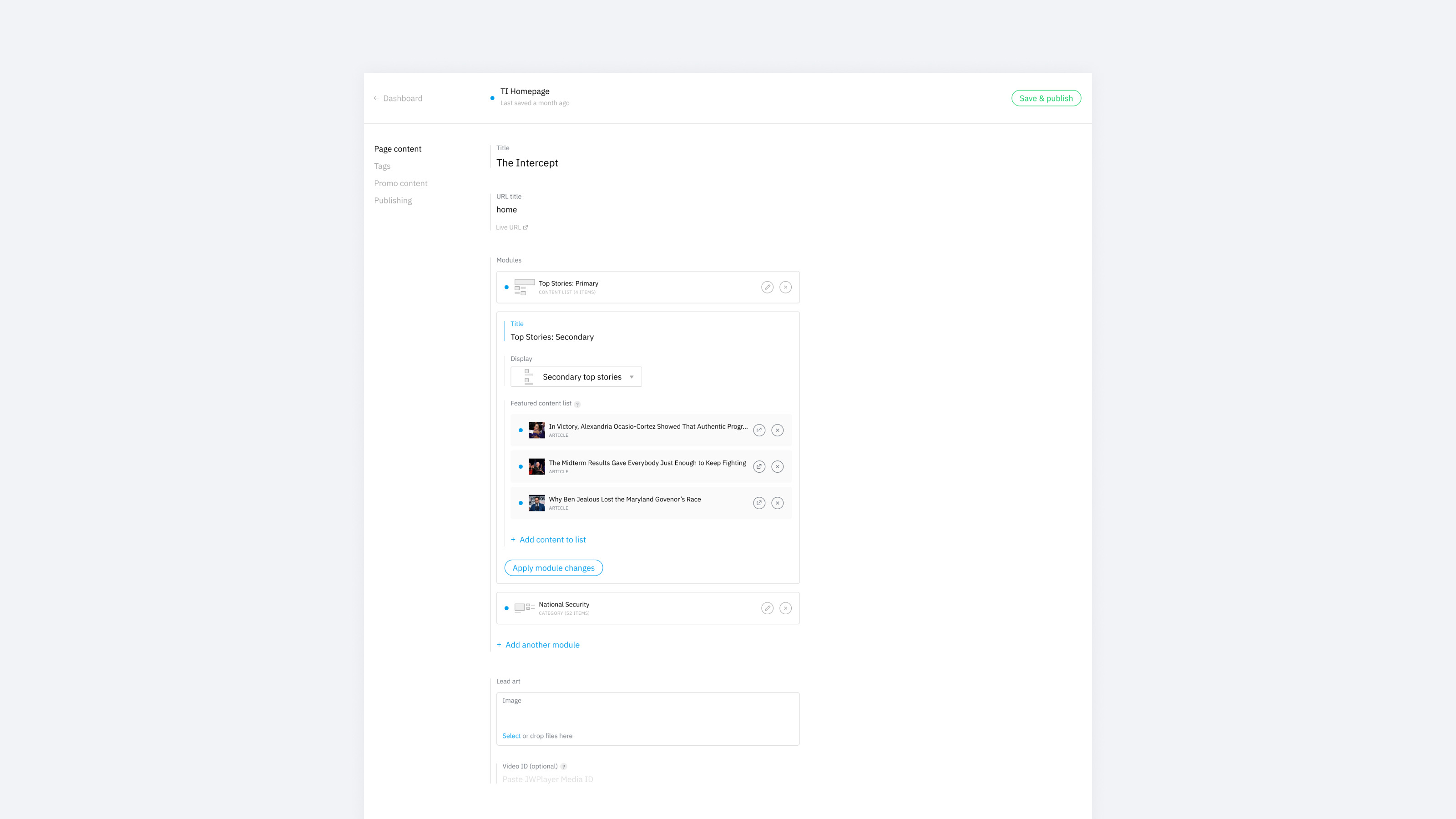 Falcon Homepage Editor Wireframe