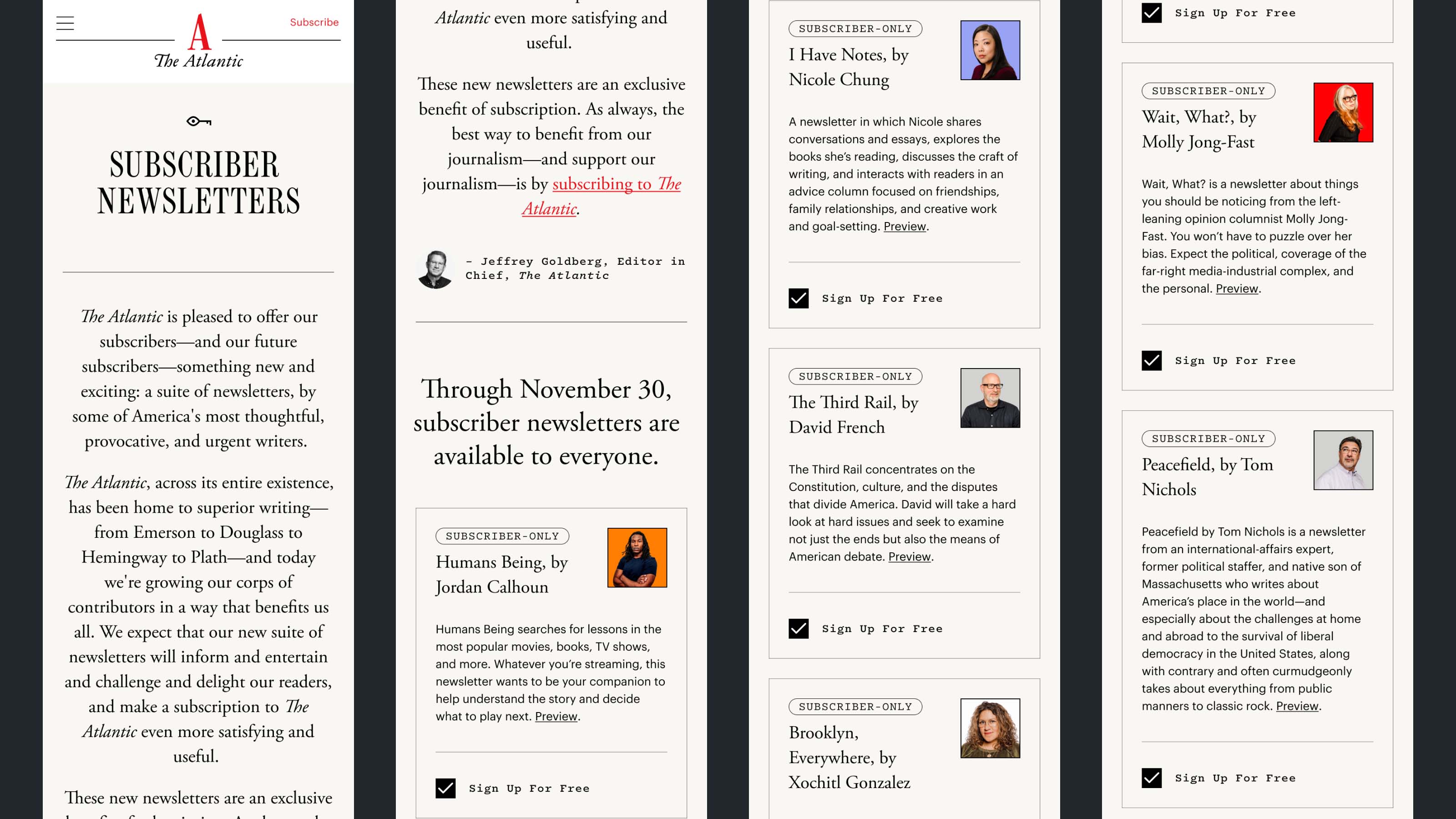 Subscriber Newsletters Landing Page